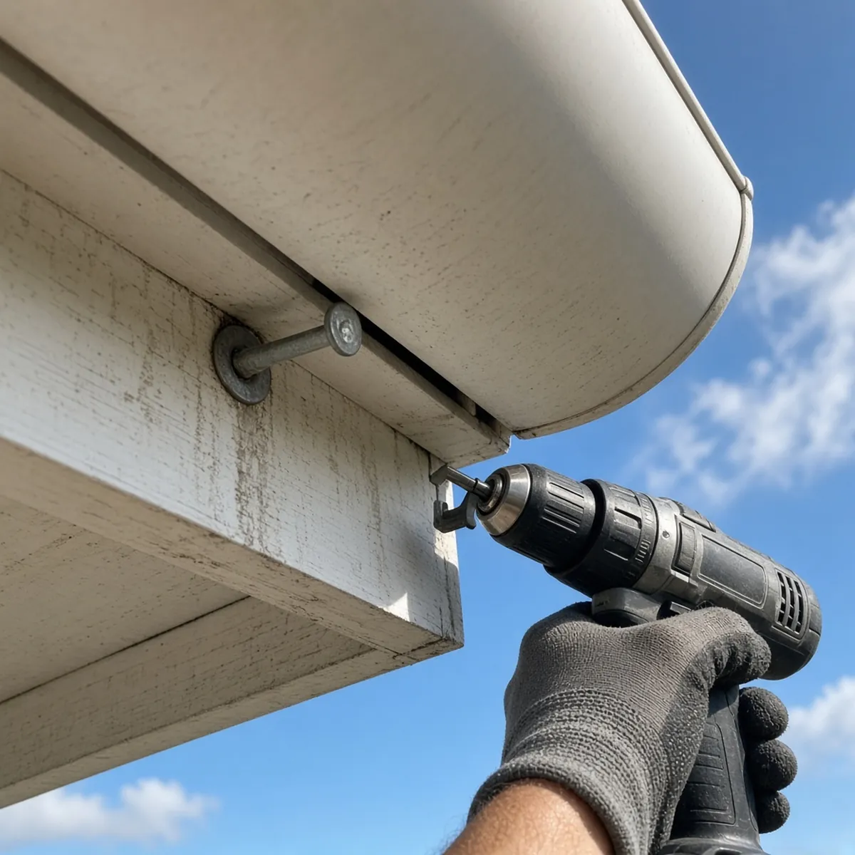 A gutter spike backed out of the fascia leaving a gap between the gutter and the house